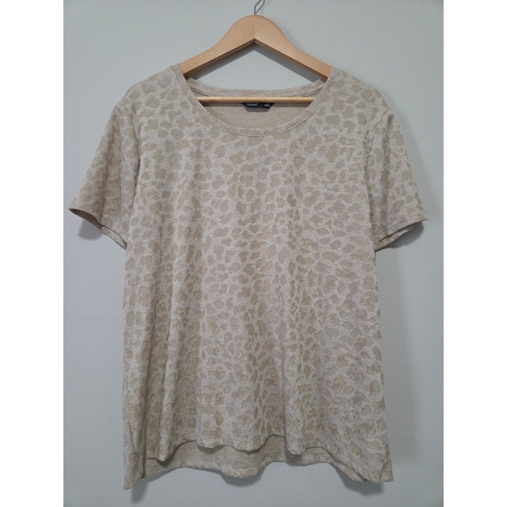 Simply Vera Vera Wang Womens XL Beige Leopard Print Burnout Short Sleeve Tee Top